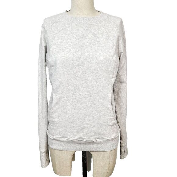 Lululemon Scuba‎ Crew Sweatshirt 6 Heather Gray Pocket Thumbhole Pullover - Picture 1 of 7